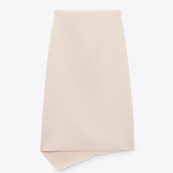 Zara Asymmetric Midi Skirt Ecru New Medium - Picture 3 of 8